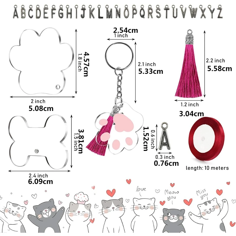 

13MC Keychain Blanks Acrylic Ornament Blanks with Hole for Valentine's Day Ornament Gift Engraving Painting DIY Keychain