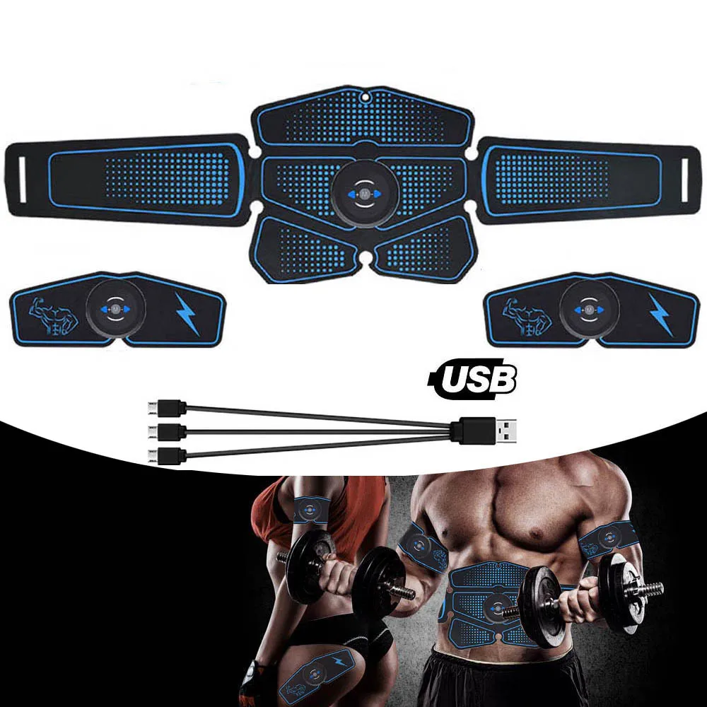 

Easy Operate USB Charging Exerciser Home Belt Massage Abdominal Muscle Stimulator Fitness Effective Trainer Fat Burning Body Gym