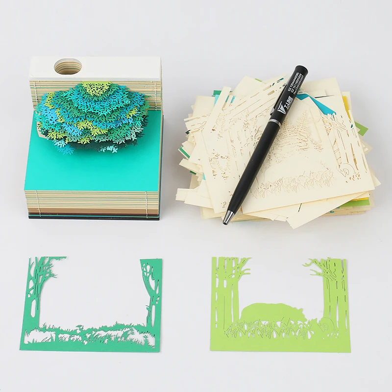 Omoshiroi Block 3D Notepad Novel Mini Scrapbooking Stationery Promotional Christmas Tree Gift Decoration Party Giveaway Box | Дом и сад