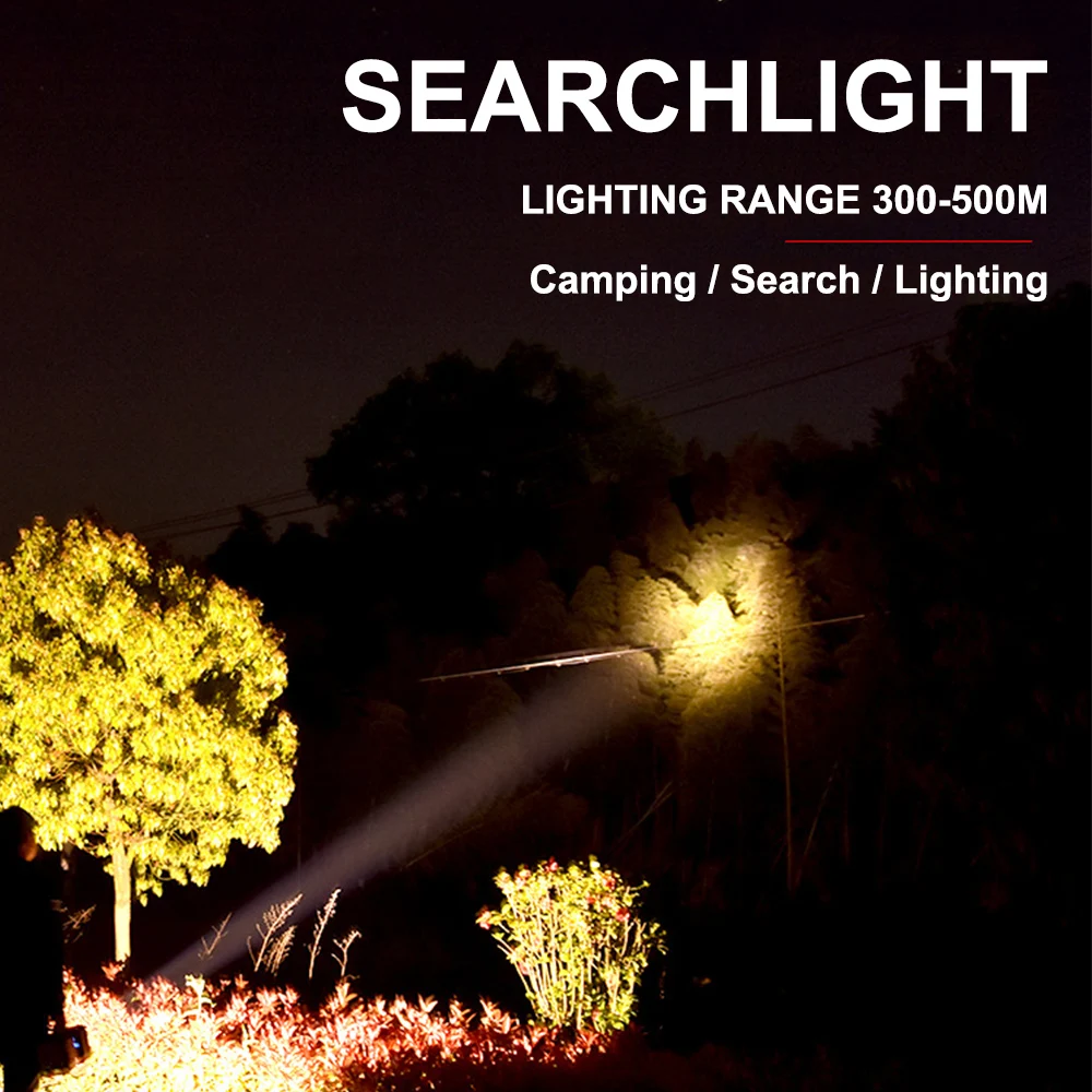

Super Bright Double Head Flashlight Searchlight USB Rechargeable Portable Outdoor Emergency Light Solar Work Light Fishing Light
