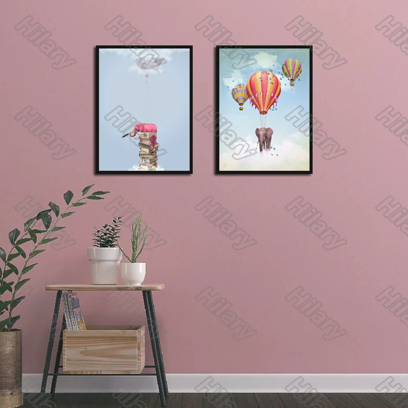 

Poster Animal Elephant Hot Air Balloon Cartoon Canvas Painting and Prints Wall Art Pictures Decoration for Living Room 3Pcs