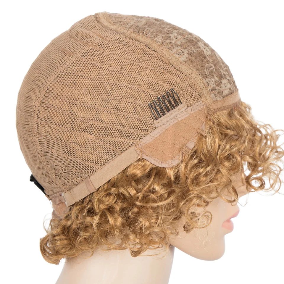 

Short Afro Kinky Curly Wig For Black Women Allure Natural Human Hair Wig Cheap Machine Made Wig Brown Color