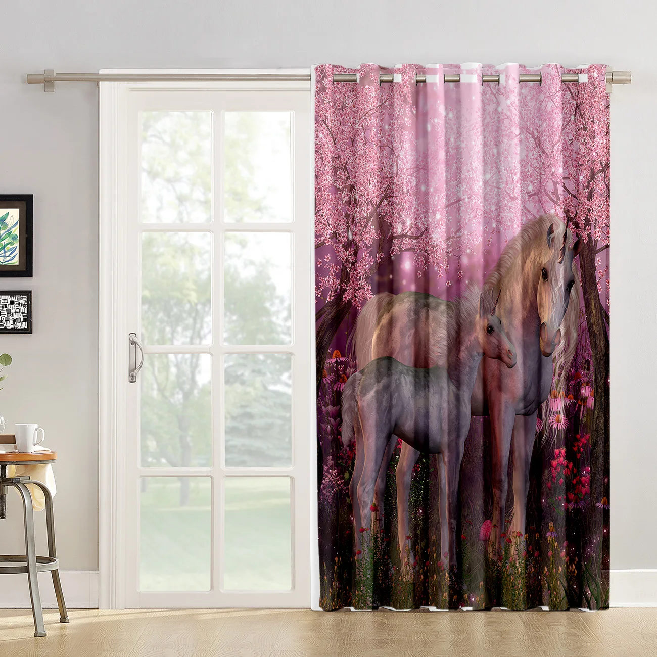 Розовые занавески в виде единорога с животными гостиной декоративные комнатные