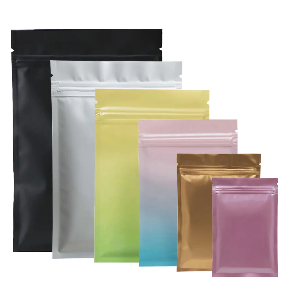 

100 шт., пластиковые пакеты из алюминиевой фольги с замком-молнией