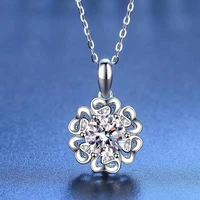 trendy 1 carat d color moissanite flower necklace women jewelry 925 sterling silver gra vvs1 moissanite clavicle necklace gift