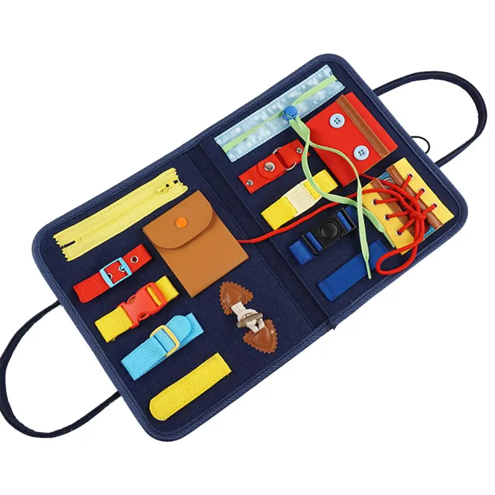 Детская обучающая гардеробная доска с кнопками на молнии занятая Монтессори