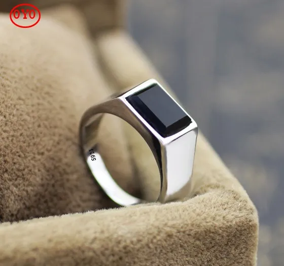 100% Серебро 925 Оверлорд обсидиан транспортное кольцо с надписями|Кольца| |