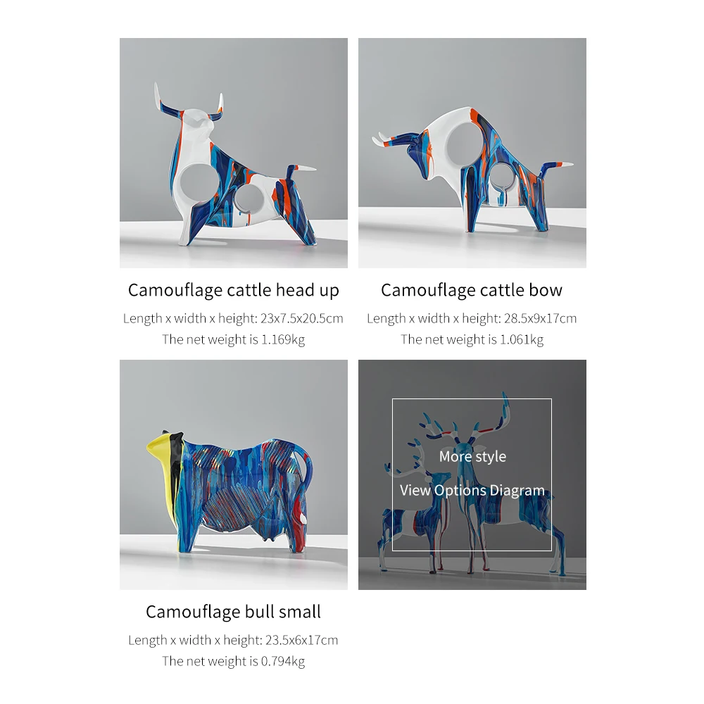 

Nordic Cow Art Animal Resin Sculpture Color Graffiti Living Room TV Cabinet Desktop Decor for Home Office Decor Accessories Gift