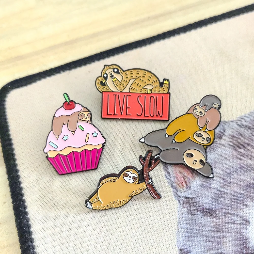 

Cute Funny Sloth Enamel Pin Lazy Animal Cartoon Sloth Enamel Pin Badge Brooches For Women Denim Shirt Bag Cute Jewelry