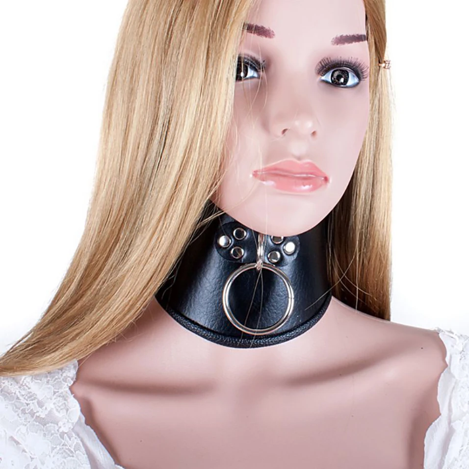 

camaTech PU Leather Posture Neck Collar With Chain Leash BDSM Slave Collar Rings Chastity Harness Bondage Sex Toys For Couples