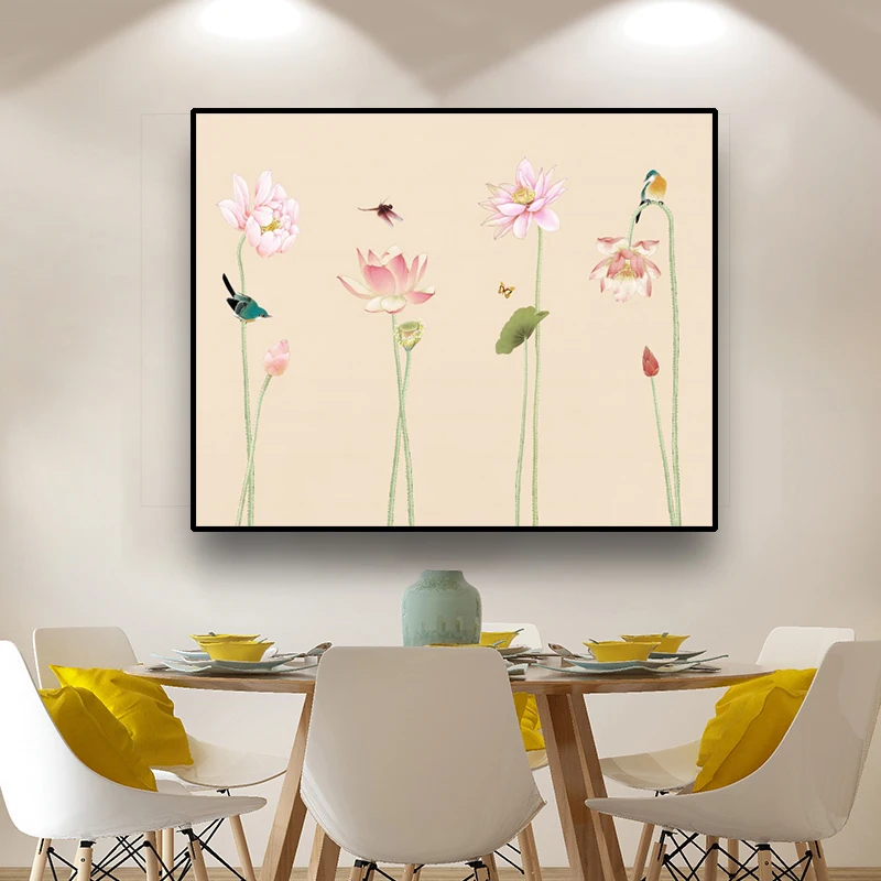 

Modern white lotus definition pictures canvas Home Decoration living room Wall modular painting Print cuadros Home Decor