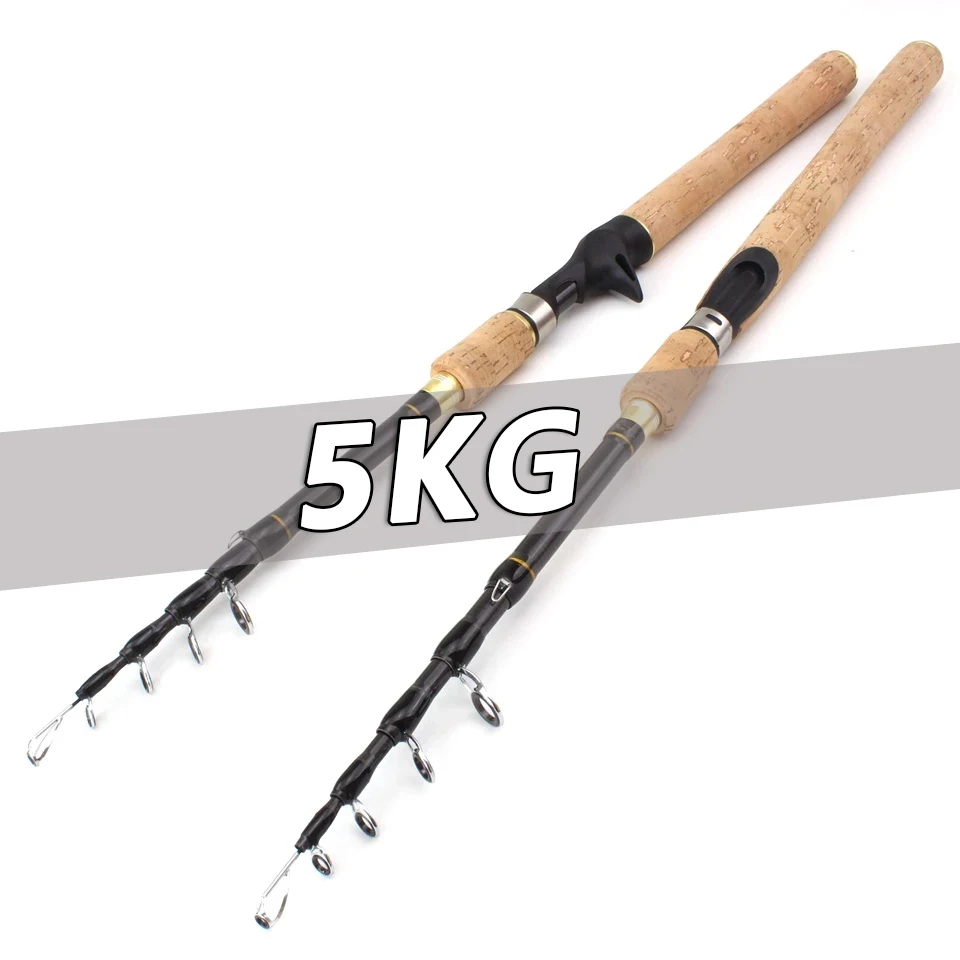 

2.1m 2.4m 2.7m 3.0m 3.6m Spinning Fishing Rod Travel Hard Telescopic Carbon Fiber Travel pole wooden handle Lure Weight 10-100g