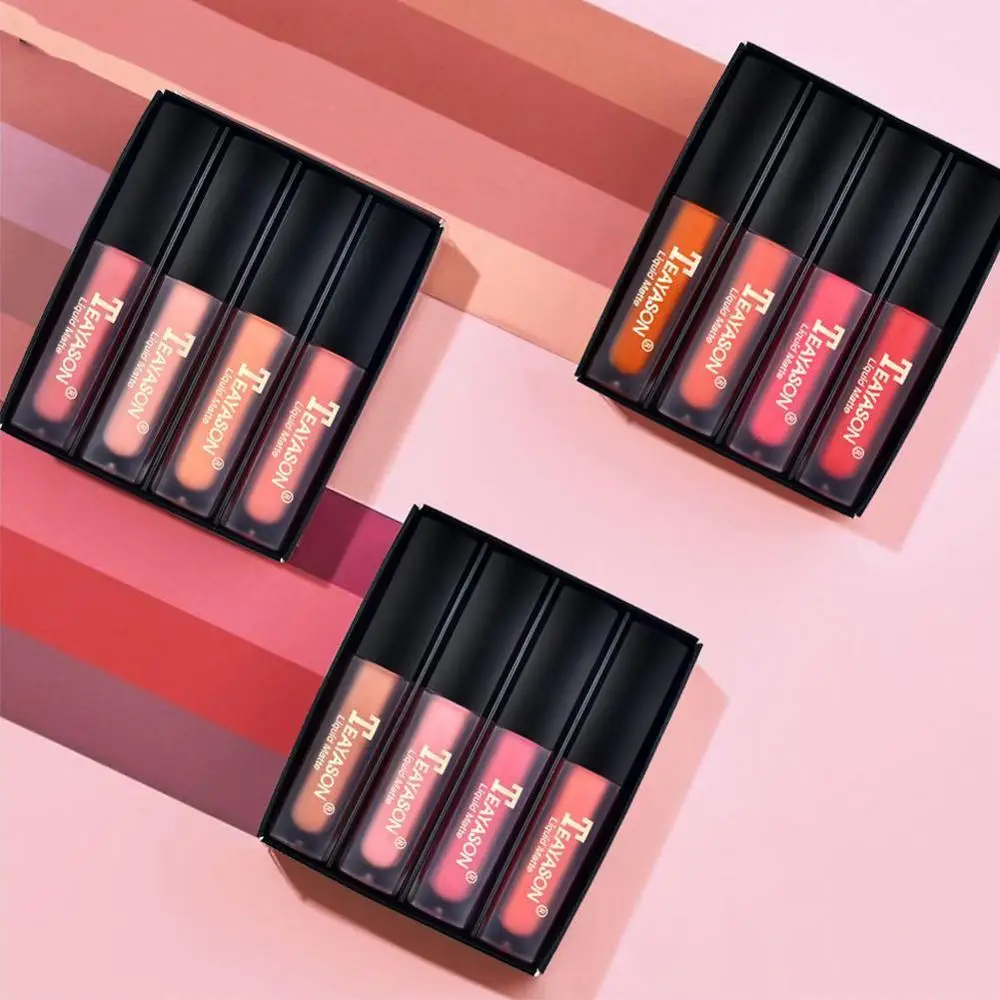 TEAYASON 4 шт./компл. Женская модная жидкая губная помада набор блеск для губ телесный