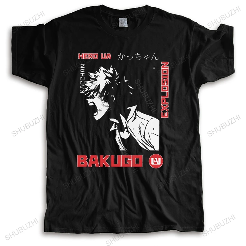 

Kawaii Boku No Hero Academia T Shirt for Men Short Sleeved Anime Manga Bakugou Katsuki Tshirt Soft Cotton Regular Fit Tee Merch