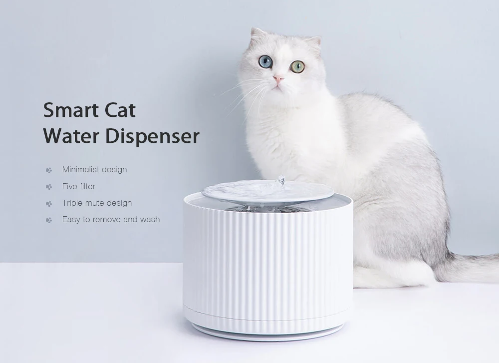 Xiaomi Smart Cat диспенсер для воды для домашних животных очиститель воды 1.88L 5 Слои фильтр 360 градусов Открытый питьевой лоток животных для фонтанчика питьевой воды