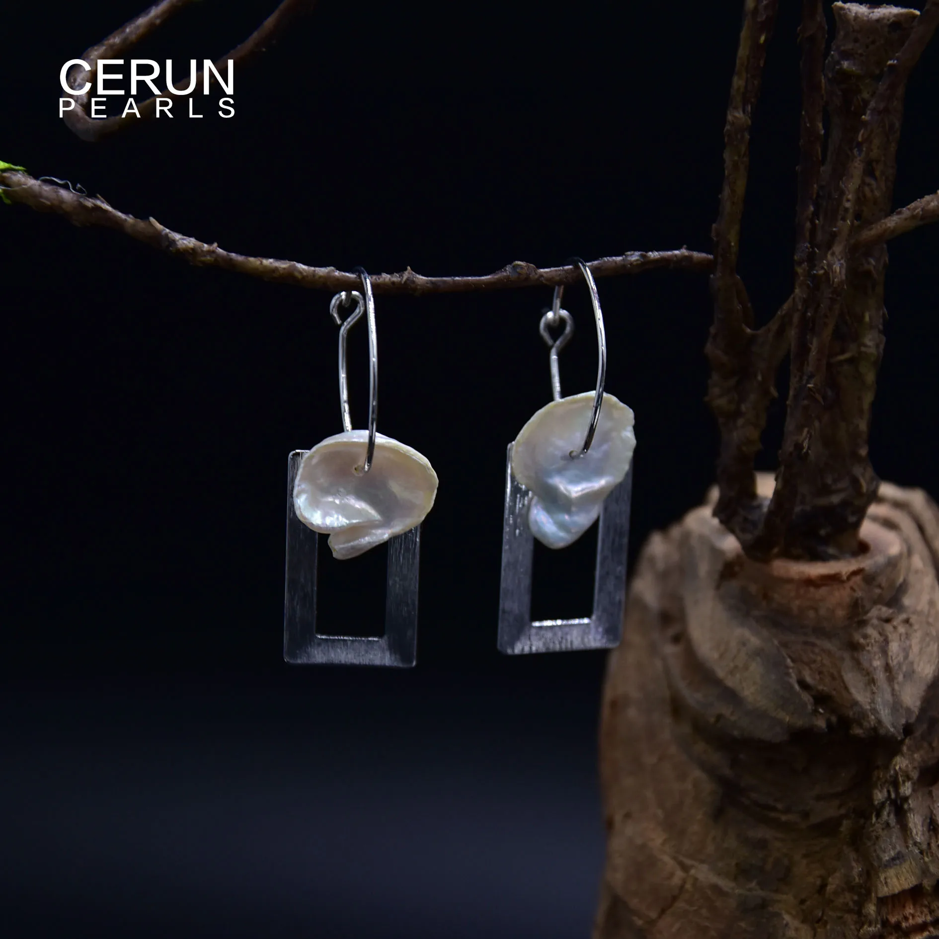 Серьги с жемчугом Мода 925 серебряные серьги геометрические жемчужные длинный