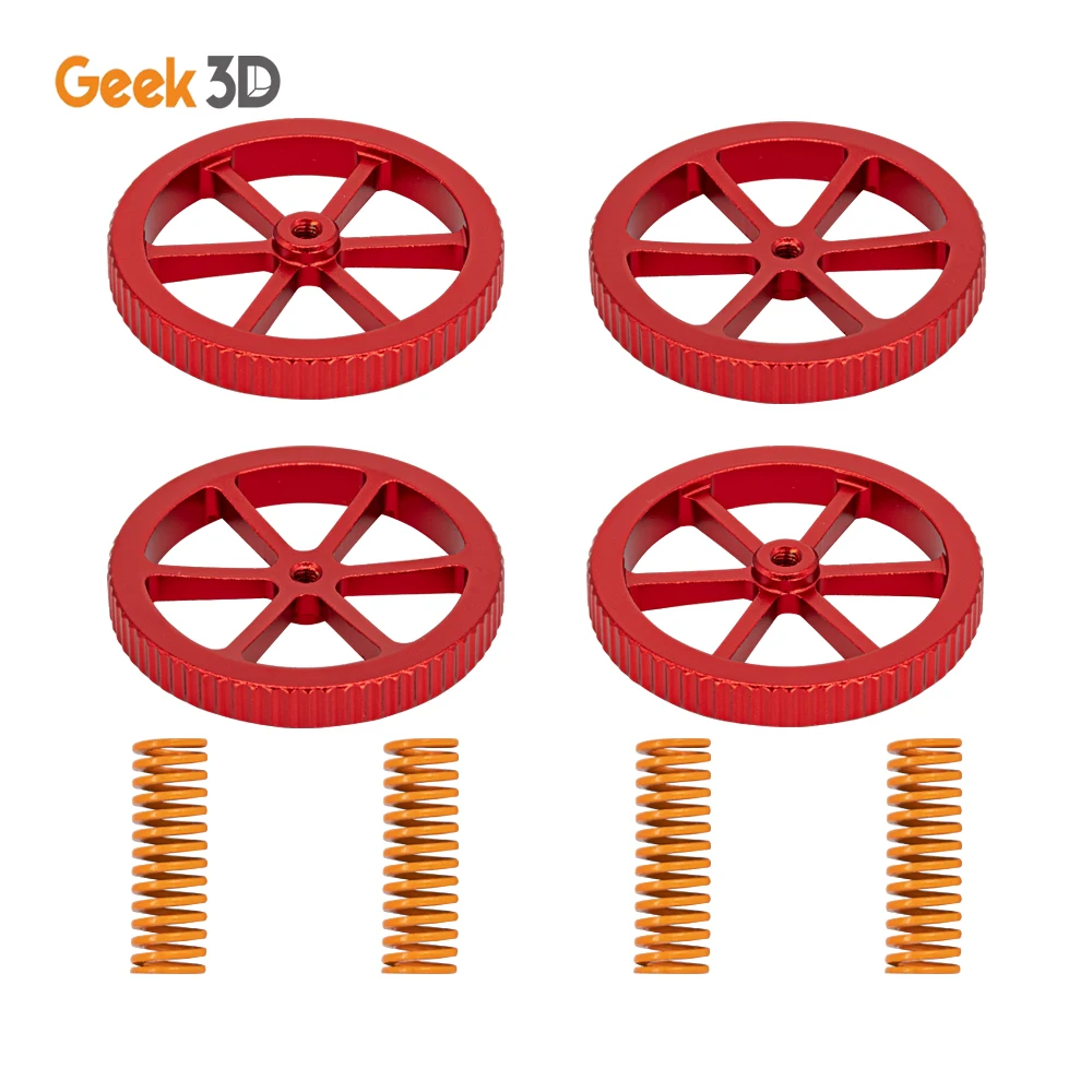 

4PCS Upgraded Creality Aluminum Hand Twist Leveling Nut with Hot Bed Die Springs For Ender 3/5 Pro CR-20 3D Printer Parts