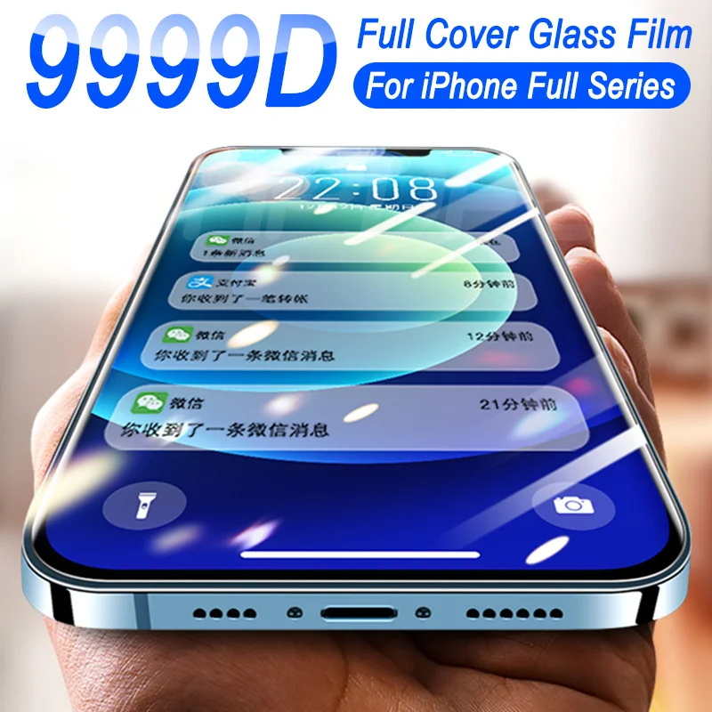 

9999D Tempered Glass For iPhone 5 5S SE 6 6S 7 8 Plus Screen Protector For iPhone 12 11 Pro XS Max X XR Protective Glass Film