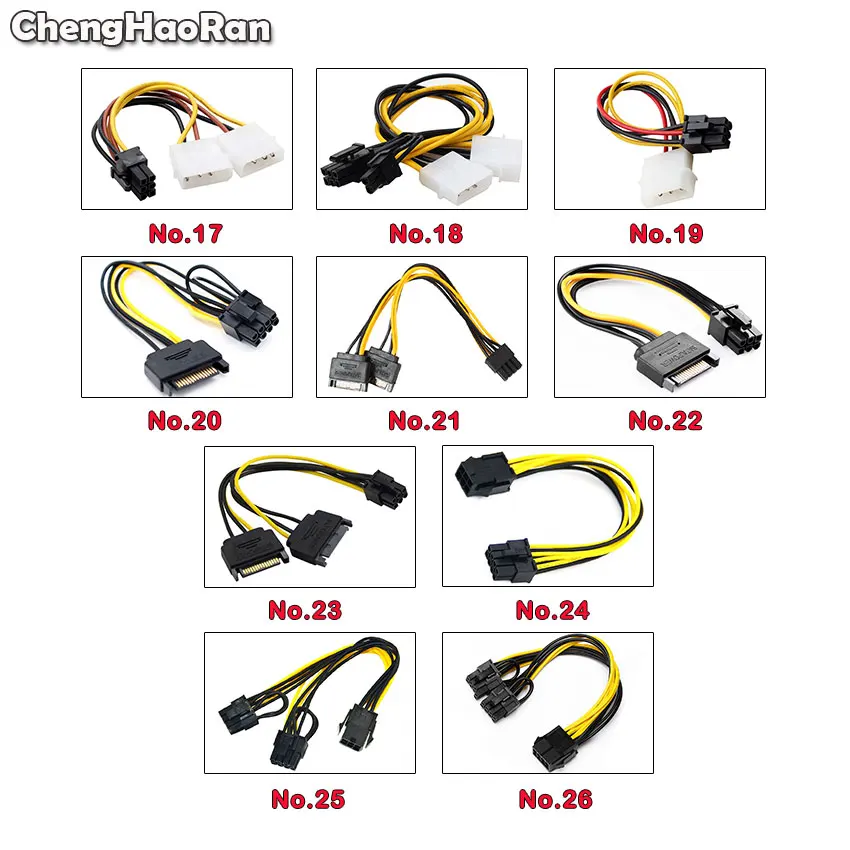 ChengHaoRan SATA силовой кабель 15 Pin 8Pin гнездовой к 6 папа PCI EXPRESS E Sata конвертер адаптер