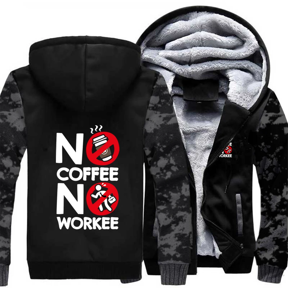 

NO COFFEE NO WORKEE 2020 Winter Coat Streetwear Jackets Thicken Camouflage Hoodies Pullover Tops Sweatshirt Pullover Tracksuit