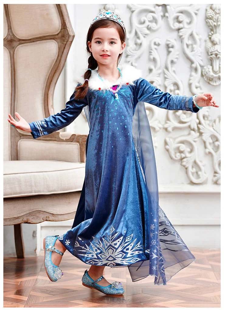 2020 Winter Elsa Dress For Girls Halloween Girl Cosplay Party Christmas Costume Princess Kids Anna Clothes | Детская одежда и