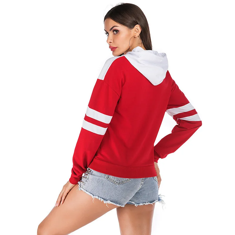

Through Cross-border Thin Section Pocket Bump To Europe And The United States Long Sleeve Hooded Fleece Loose Woman