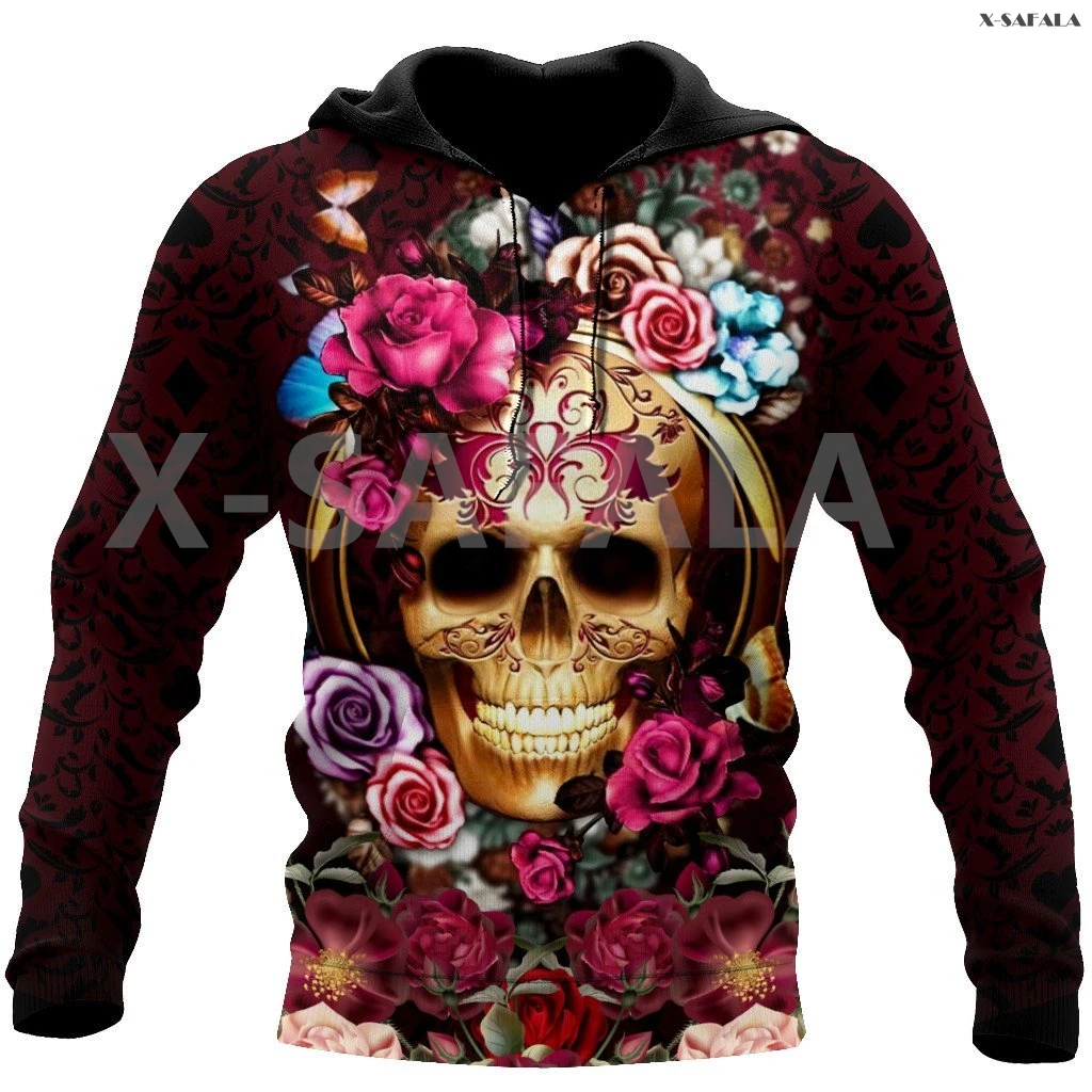 

Floral Skulls Rose Flower Tattoo Pattern 3D Over Printed Hoodie Man Women Unisex Outwear Zipper Pullover Sweatshirt Casual