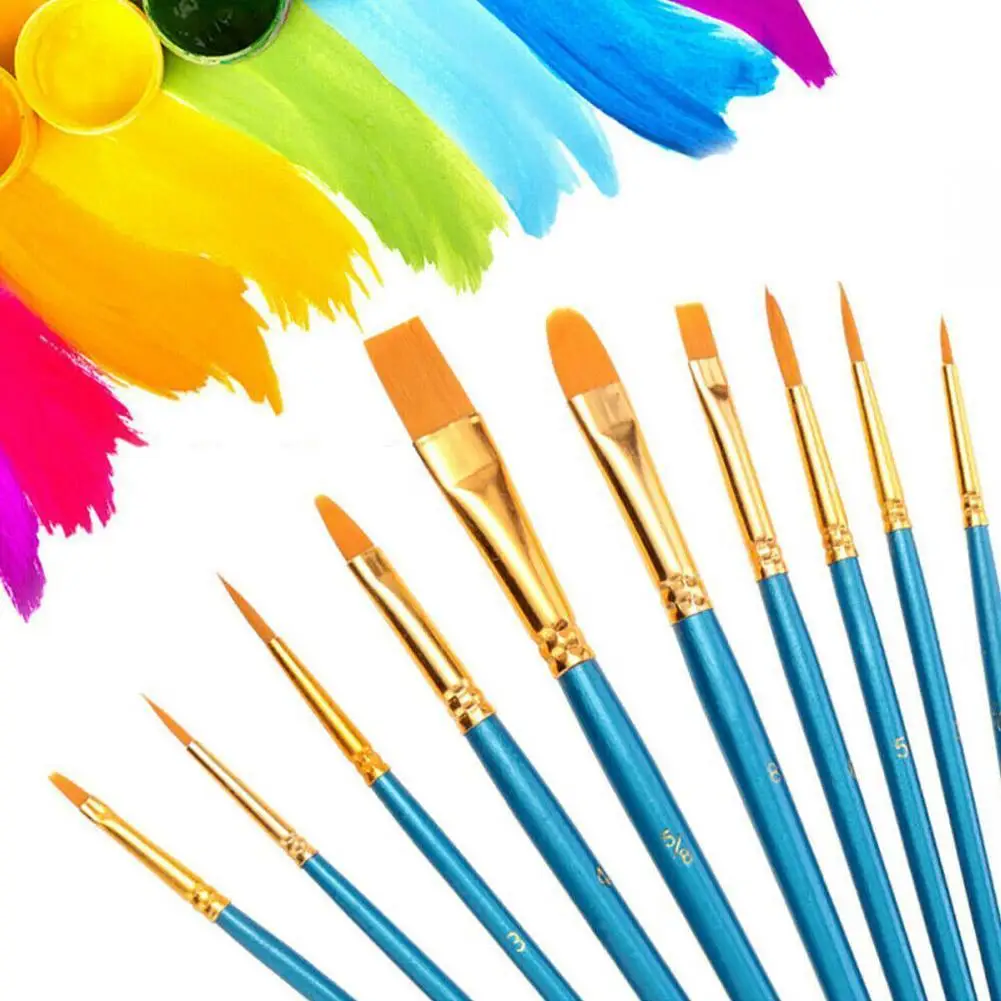 

10 Pcs / pack Paint Brush Set Painting Art Brushes For Acrylic Oil Watercolor Artist Professional Painting Kit Student Supplies