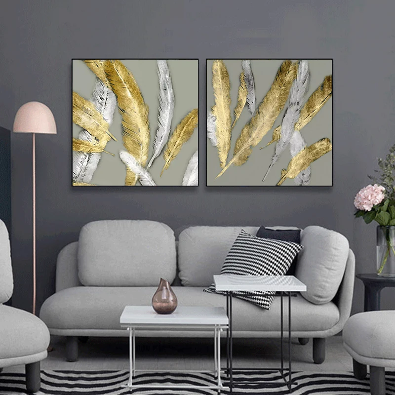 

Печатные плакаты, картина, современные абстрактные золотые листья, настенные картины в скандинавском стиле для украшения гостиной