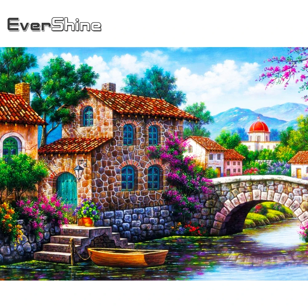 

Evershine 5D DIY Алмазная вышивка дом картина стразы полная площадь Алмазный мозаика пейзаж вышивка крестом декор для дома