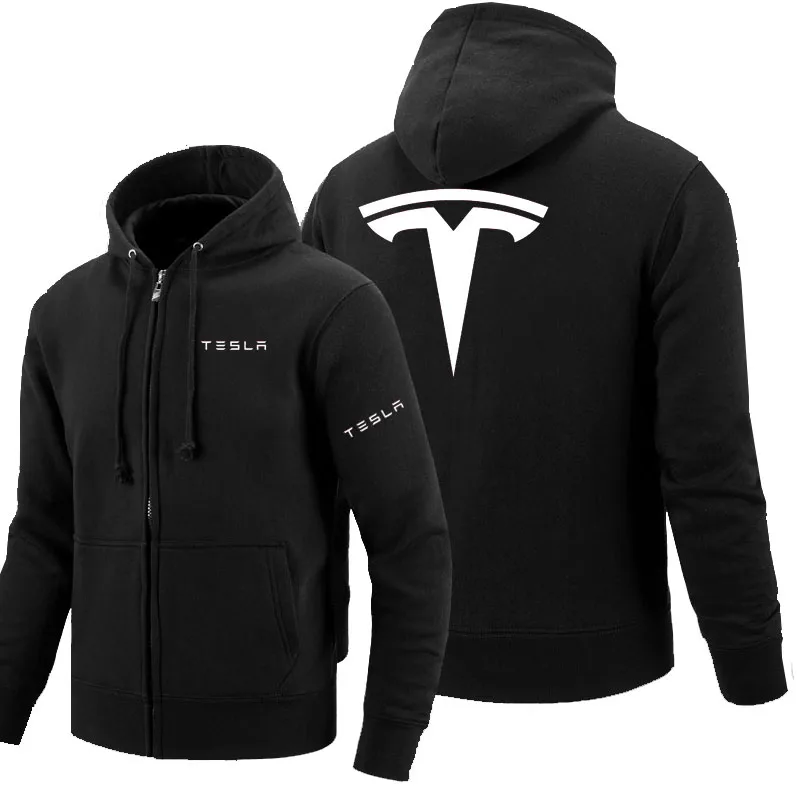 Осень зима толстовка с капюшоном Tesla на молнии куртка пальто застежкой молнией