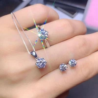 yanhui silver 925 jewelry sets solitaire 6mm zirconia diamond ringnecklaceearrings sets if fake refund 10 times the price