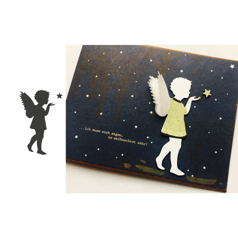 

Good-looking Wings Angel With Star Metal Cutting Dies Cut Dies Scrapbooking Album Paper DIY Cards Crafts Embossing Die Cuts 2019