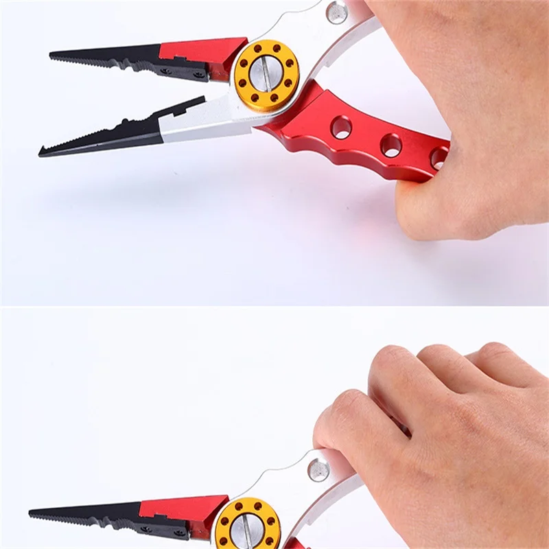 

Herramientas de mano Fishing Pliers Aluminum Alloy scissors Hook Remover 150g 20CM Fishing Tools Line Cutter Multifuncti