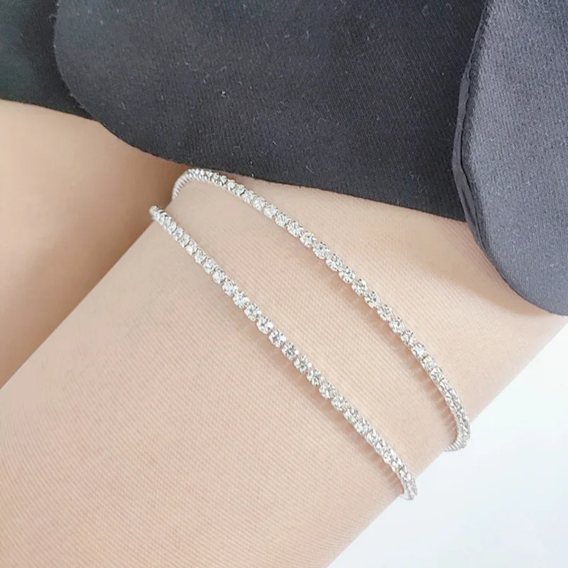 

Single Layer Rhinestone Chain Leg Thigh Chain Woman Sexy Beach Bikini Body Chain Leg Thigh Harness Jewelry