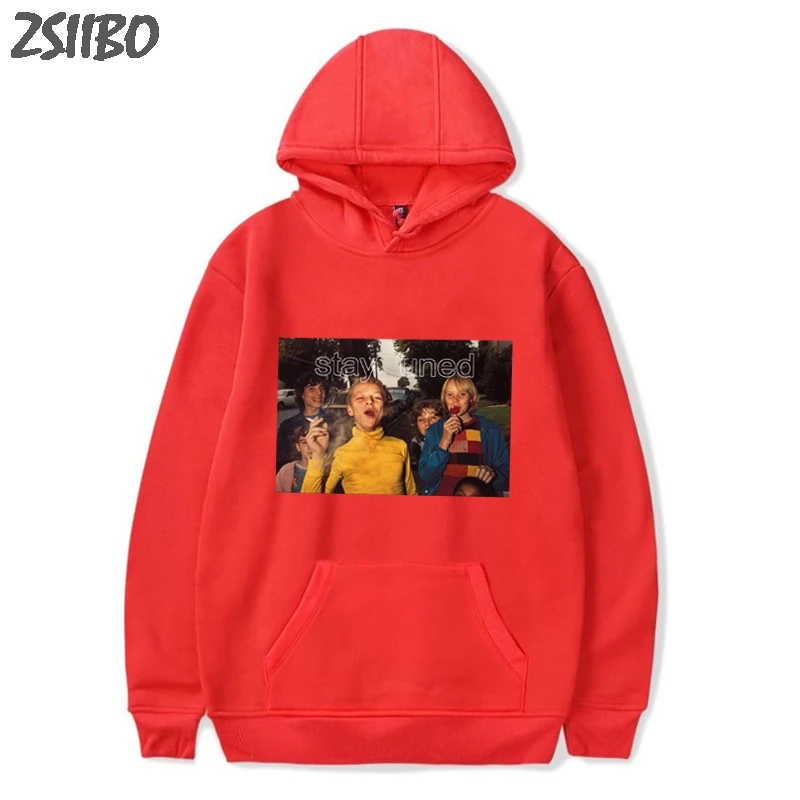 Men's Sweatshirt Child Smoking Photo Funny Printed Fun Hoodies men and women Unisex Hoodie Harajuku Streetwear Casual Male Coats - Color: Red