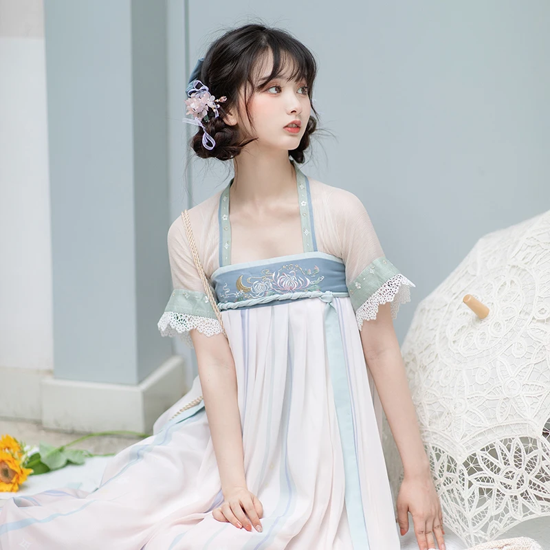 

Short chest-length Chinese element dress Original improved Hanfu female summer daily