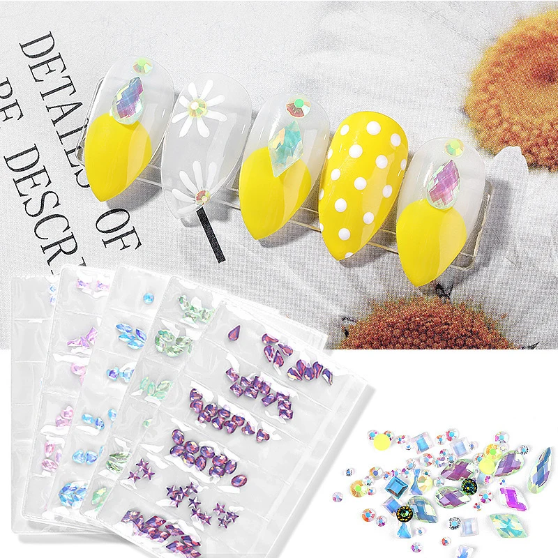 1 сумка Стразы капля для ногтей Сердце Нерегулярные Красочные сверла смешанные AB
