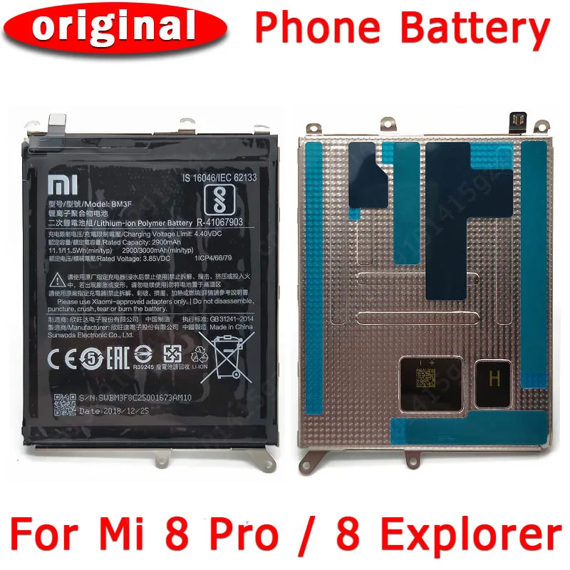 100% Оригинальный аккумулятор для Xiaomi Mi 8 Pro Mi8 Explorer BM3F 2900 мАч литий-ионный Сотовый