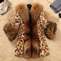 winter faux fur womens leopard print coat plus size raccoon dog fur warm women luxury coats women loose long sleeve elegant coat