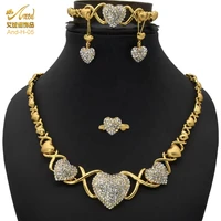 aniid xoxo women gold jewelery set heart necklace african wedding earing bangles ethiopia dubai morocco nigerian luxury bridal