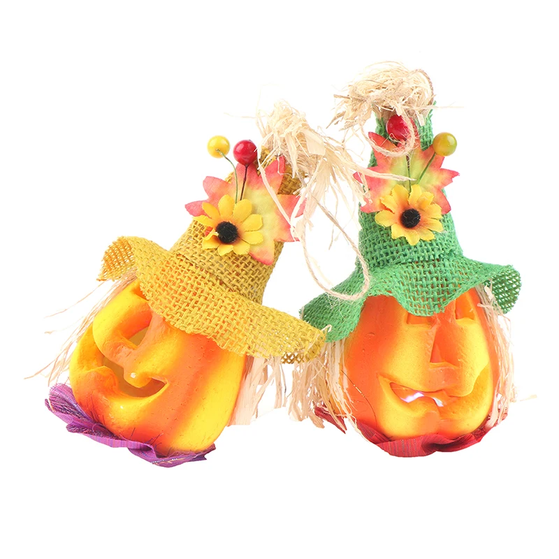 Светодиодный подвесной ночник на Хэллоуин ажурный фонарь в виде тыквы с шляпой