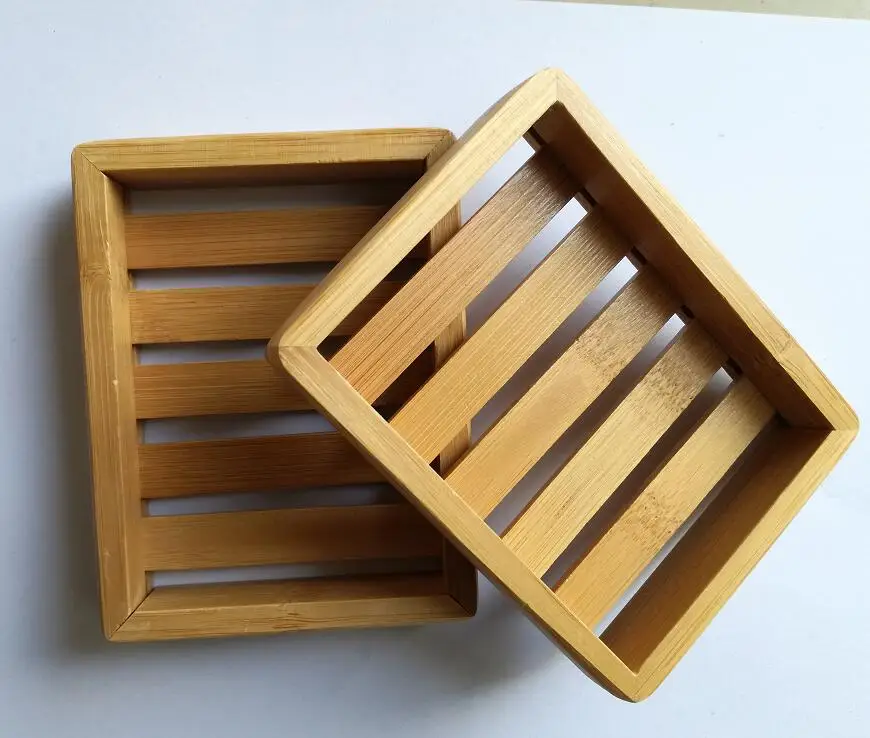 Бамбуковая подставка для мыла хранения натурального контейнер ванной душевой