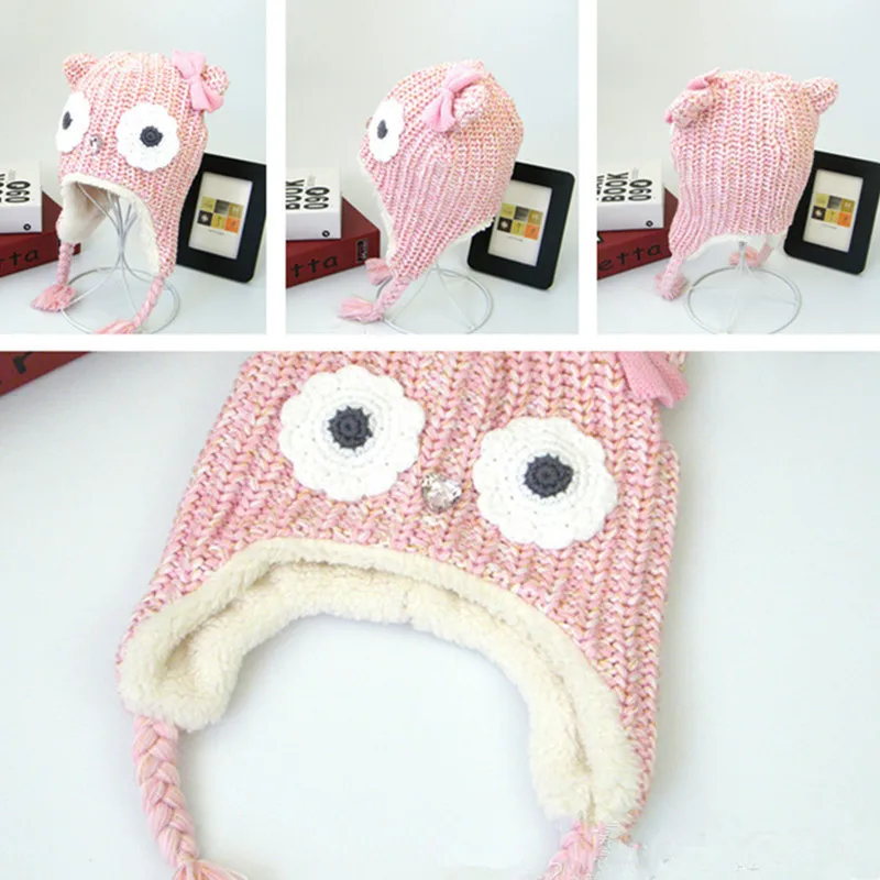 Новинка 2020 демисезонные шапки для девочек детские вязаные теплые с мультяшным