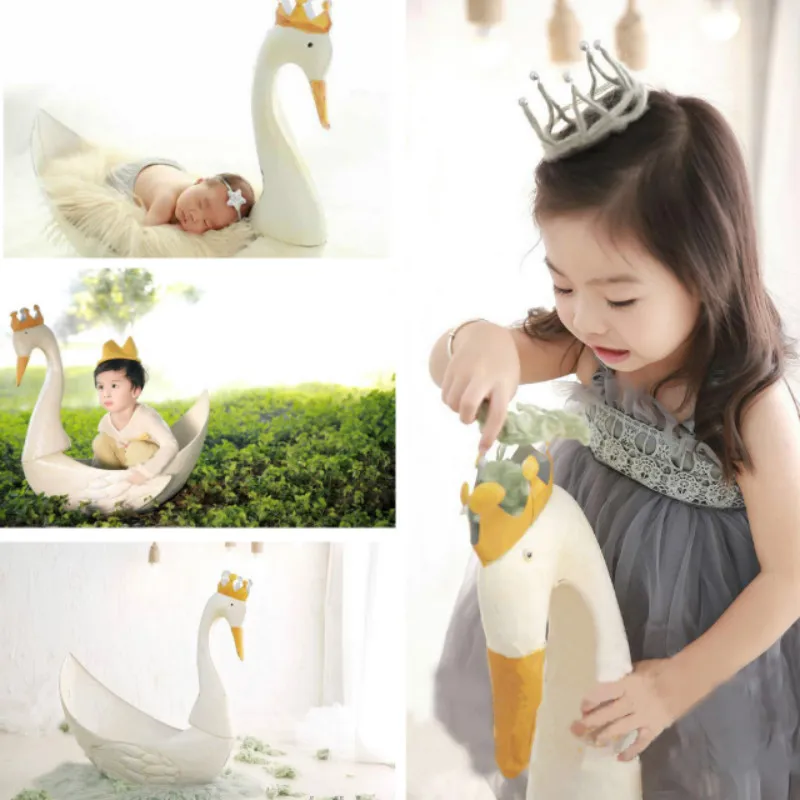Newborn Photography Props Iron Posing Props White Swan Full-moon Baby Photo Shoot Accessories Infant Creative Posing Container
