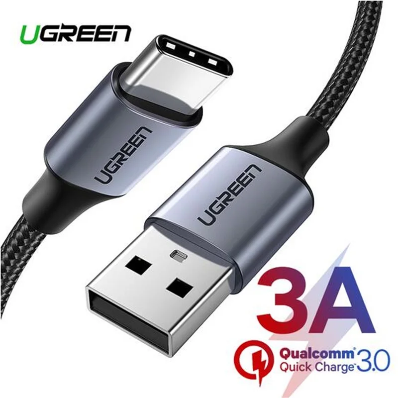 Ugreen 90 градусов usb type c кабель передачи данных для быстрой зарядки зарядное устройство для samsung s9 s8 huawei xiaomi9 usb c кабель короткий 2 м Android - Тип штекера: Straight Black