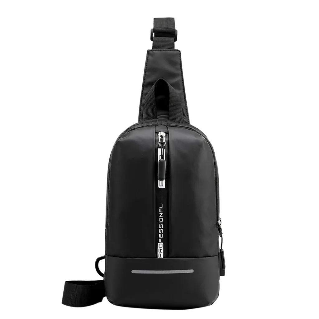 BK Aelicy, брендовая нагрудная сумка, USB мессенджер, сумки через плечо для мужчин, сумка на ремне, водонепроницаемая, короткая, для путешествий, для мобильного телефона, вертикальная сумка - Цвет: BK