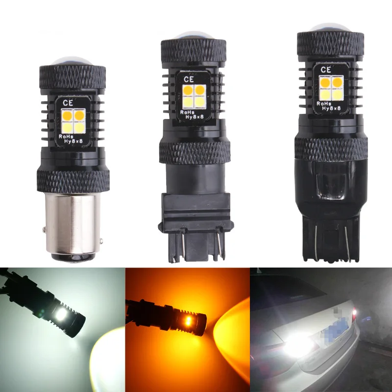 2 шт. 1157 7443 3157 BAY15S P21/5 W 16 SMD 3030 светодиодный белый поворотный желтый drl без ошибок автомобиля задние лампы тормоза Авто резервная обратная лампа