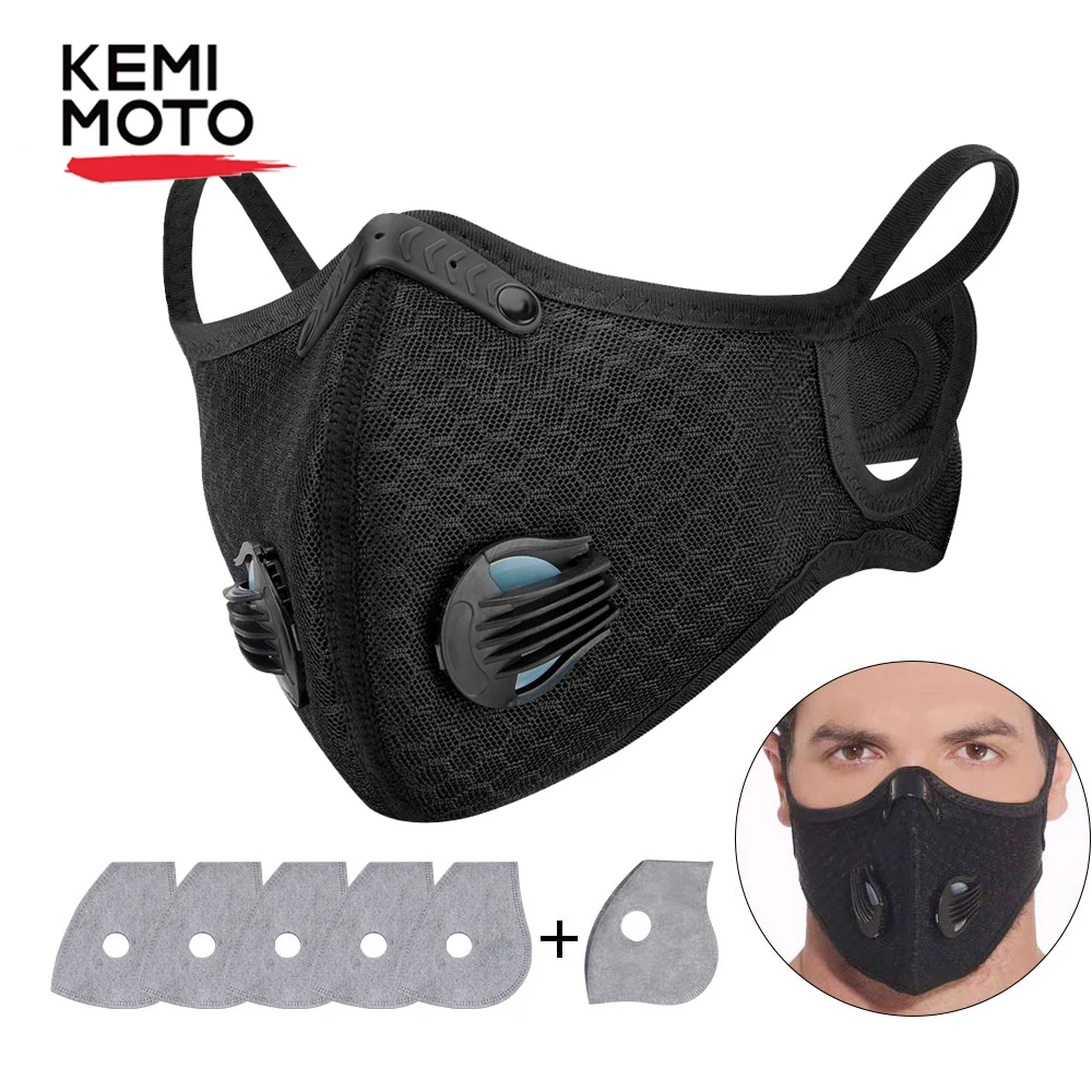 

PM2.5 Dust Mask Respirator Replaceable Filters Activated Carbon Mask Anti-Pollution Cycling Sport Motorcycle Face Mask Reusable