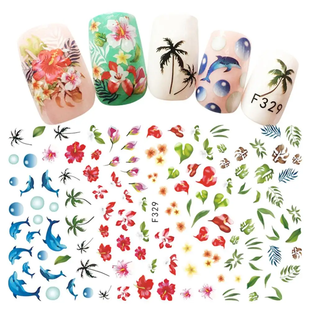 Стикер для дизайна ногтей самоклеящаяся наклейка фруктовый цветок листья